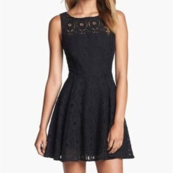 Black Eyelet High Neck Mini Dress - Picture 3 of 7